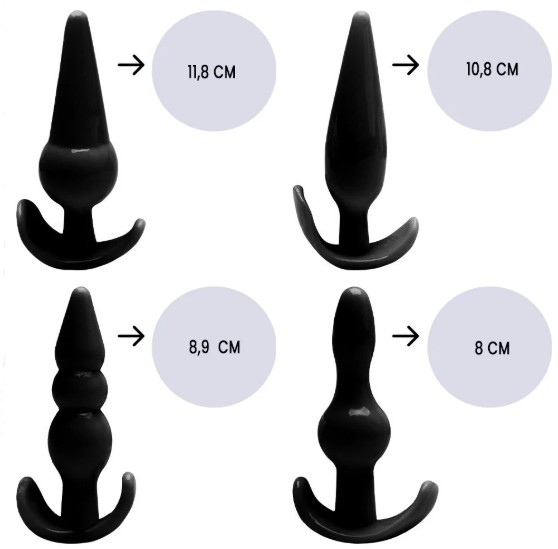 Kit 4 Plugs Anais Progressivos de Silicone - Tamanhos do Iniciante ao Avançado com Base Segura