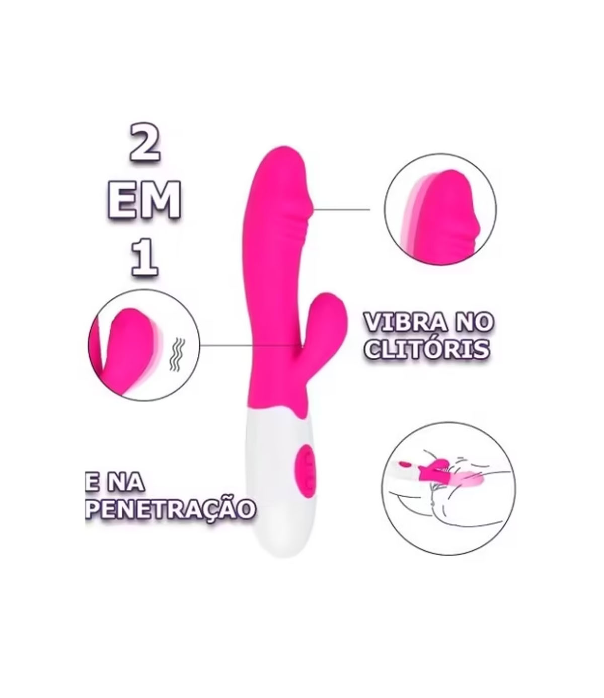 Vibrador Duplo Rabbit Estimulação Simultânea Ponto G e Clitóris Libb - Imagem 2