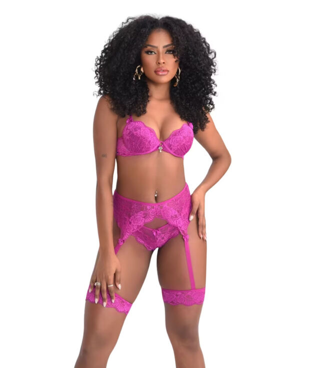 Conjunto Lingerie Gabriela Premissa 4 Peças Pink