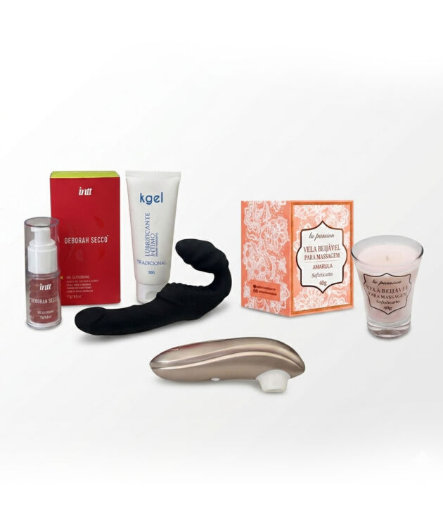 Kit Sensorial Cumplicidade Dupla - Kit Completo com Strapless, Lingerie, Vela e Cosméticos