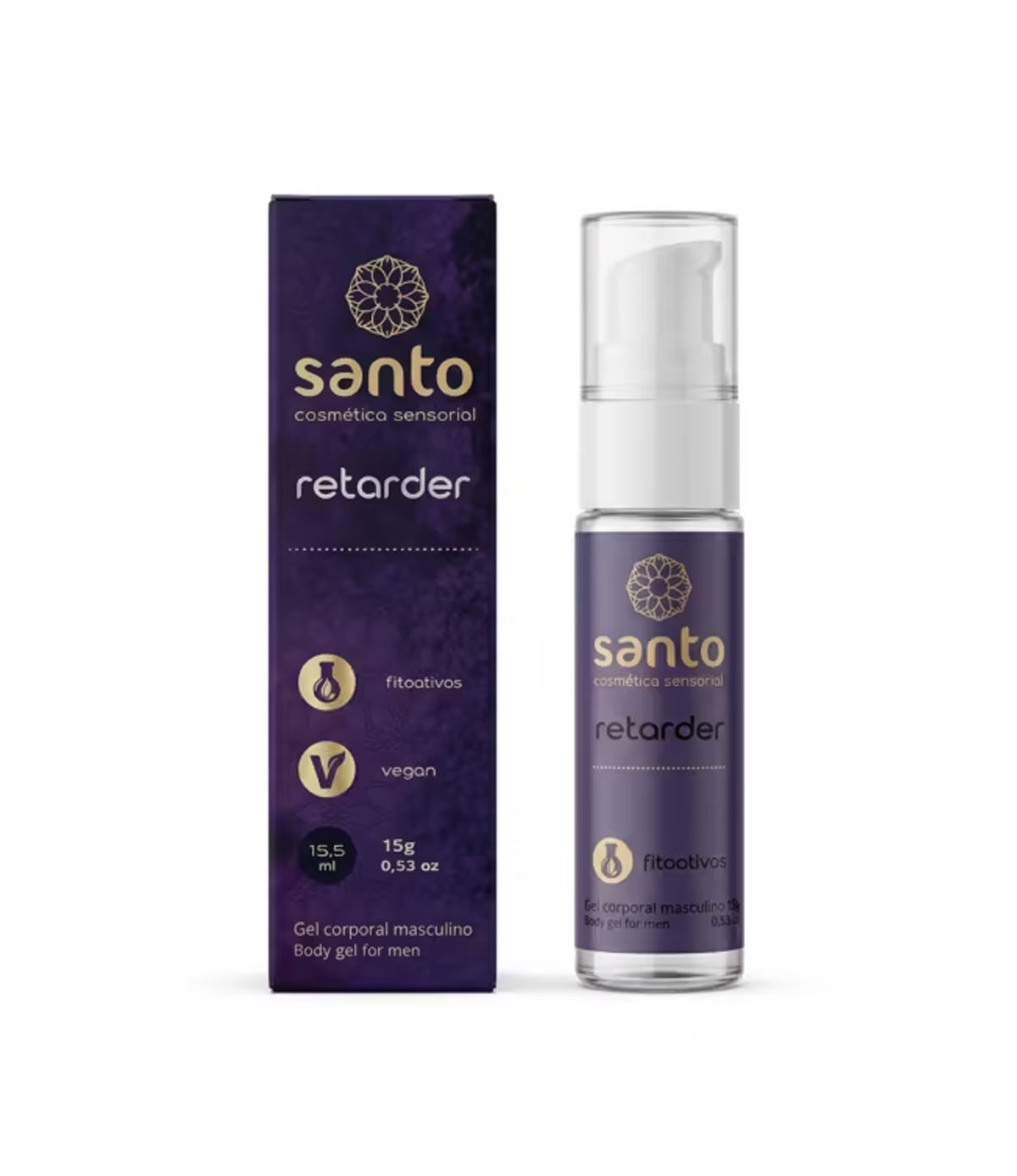 Santo Retarder Gel Corporal Masculino - Retardante com Fitoativos Veganos 15g