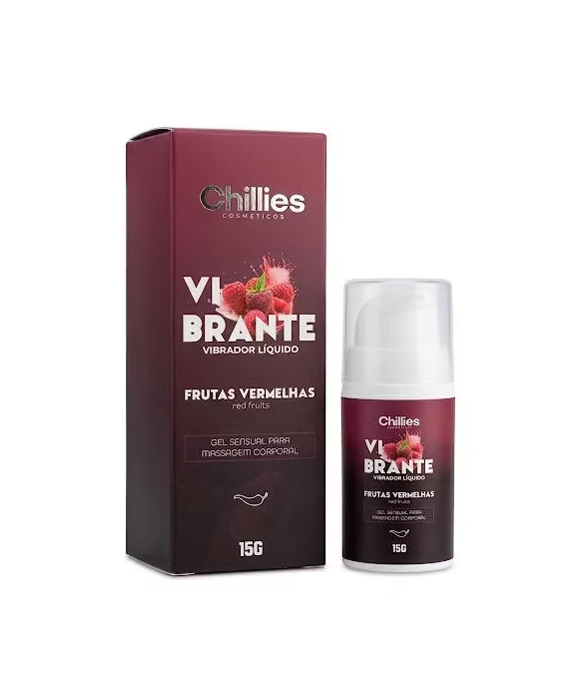 Vibrador Líquido Frutas Vermelhas Gel Massagem 15g Jambu Chillies Vibrante