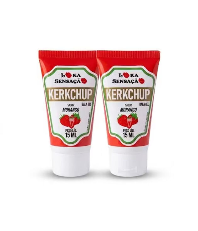 Kerkchup Gel Comestível Sabor Morango - Bala Gel Lubrificante Beijável - Loka Sensação