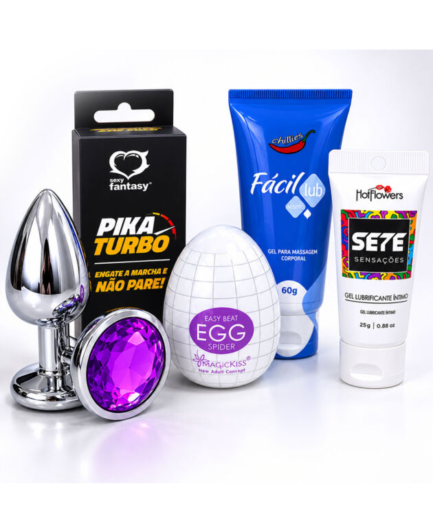 Kit Explosão Sensorial - Kit Anal Completo com Plugs, Gel, Masturbador e Cosméticos